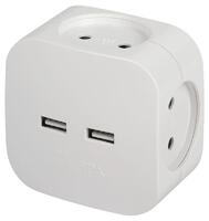 Разветвитель электрический SP-4-USB-W на 4 розетки 220В+ 2xUSB 2400мА без заземл 10А бел. Эра Б0049532 - УПС инжиниринг