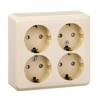 Розетка 4-м ОП Этюд 16А 250В с заземл. с заземл. защ. шторки крем. SE PA16-208K - УПС инжиниринг