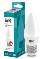 Лампа светодиодная Eco 5Вт C35 свеча 4000К нейтр. бел. E27 450лм 230-240В IEK LLE-C35-5-230-40-E27 - УПС инжиниринг