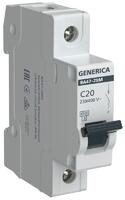 Выключатель автоматический модульный 1п C 20А 4.5кА ВА47-29М GENERICA MVA21-1-020-C-G - УПС инжиниринг