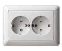 Розетка 2-м СП W59 16А IP20 с заземл. защ. шторки в сборе бел. SE RS16-255-18 - УПС инжиниринг