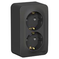 Розетка 2-м ОП Blanca 16А IP20 250В с заземл. без защ. шторок с изолир. пластиной антрацит SE BLNRA010216 - УПС инжиниринг