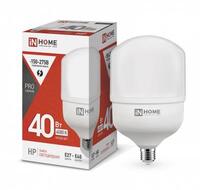 Лампа светодиодная высокомощная LED-HP-PRO 40Вт цилиндр 4000К нейтр. бел. E27 3800лм 230В с адаптером E40 IN HOME 4690612031095 - УПС инжиниринг