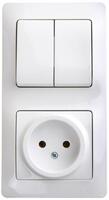 Блок комбинированный Glossa (розетка + 2-кл. выкл.) бел. SE GSL000172 - УПС инжиниринг