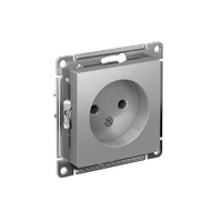 Розетка 1-м СП AtlasDesign 16А IP20 без заземл. без защ. шторок механизм алюм. SE ATN000341 - УПС инжиниринг