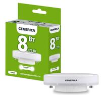 Лампа светодиодная T80 8Вт таблетка 4000К GX53 230В GENERICA LL-T80-08-230-40-GX53-G - УПС инжиниринг
