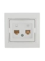 Розетка компьютерная + телефонная 2-м СП Mira RJ45 + RJ11 бел./бел. LEZARD 701-0202-143 - УПС инжиниринг