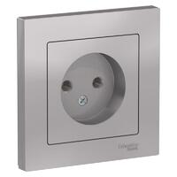 Розетка 1-м СП AtlasDesign 16А IP20 без заземл. в сборе алюм. SE ATN000340 - УПС инжиниринг