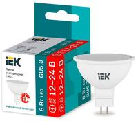Лампа светодиодная 8Вт MR16 софит 4000К нейтр. бел. GU5.3 12-24В низковольтная IEK LLE-MR16-08-12-24-40-GU5 - УПС инжиниринг