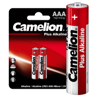 Элемент питания алкалиновый AAA/LR03 1.5В Plus Alkaline LR03-BP2 BL-2 (блист.2шт) Camelion 1651 - УПС инжиниринг