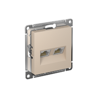 Розетка компьютерная 2-м AtlasDesign RJ45+RJ45 кат.5E механизм песочн. SE ATN001285 - УПС инжиниринг