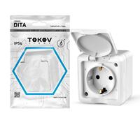 Розетка 1-м ОП Dita 16А IP54 250В с заземл. с крышкой бел. TOKOV ELECTRIC TKL-DT-R1Z-C01-IP54 - УПС инжиниринг