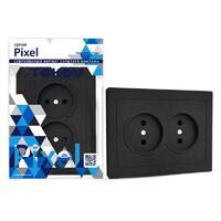 Розетка 2-м СП Pixel 16А IP20 без заземл. в сборе карбон TOKOV ELECTRIC TKE-PX-R2F-C14 - УПС инжиниринг