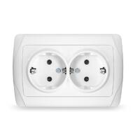 Розетка 2-м СП Маргарита 16А IP20 с заземл. бел. UNIVersal М0128 - УПС инжиниринг