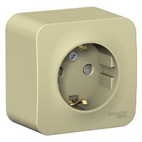 Розетка 1-м ОП Blanca 16А IP20 250В с заземл. защ. шторки с изолир. пластиной беж. SE BLNRA011117 - УПС инжиниринг