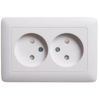 Розетка 2-м СП Хит 16А IP20 без заземл. защ. шторки бел. SE RS16-230-B - УПС инжиниринг