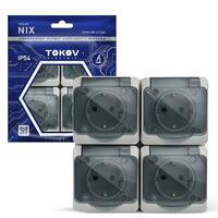 Розетка 4-м ОП Nix 16А IP54 250В с заземл. с прозр. крышкой сер. TOKOV ELECTRIC TKE-NX-R4Z-C06T-IP54 - УПС инжиниринг