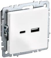 Розетка BRITE USB A+C 18Вт РЮ11-1-БрБ механизм бел. IEK BR-U22-018-K01 - УПС инжиниринг