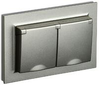 Розетка 2-м СП BRITE РСбш12-3-44-БрШ 16А в сборе IP44 с крышкой шампань IEK BR-R26-16-44-K37-F - УПС инжиниринг