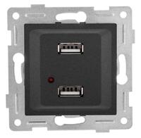 Розетка USB 2-м СП Ugra механизм графит GUSI С11USB2-010 - УПС инжиниринг