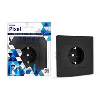 Розетка 1-м СП Pixel 16А IP20 с заземл. защ. шторки в сборе карбон TOKOV ELECTRIC TKE-PX-R1FZSF-C14 - УПС инжиниринг