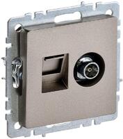 Розетка компьютерная + телевизионная 2-м Brite РТВ/РК12-БрШ RJ45 кат.5E + TV механизм шампань IEK BR-AK20-1-K37 - УПС инжиниринг