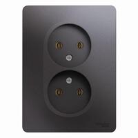 Розетка 2-м СП Glossa 16А IP20 250В без заземл. в сборе графит SE GSL001320 - УПС инжиниринг