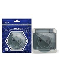Розетка 1-м ОП Nix 16А IP54 250В с заземл. с прозр. крышкой сер. TOKOV ELECTRIC TKE-NX-R1Z-C06T-IP54 - УПС инжиниринг