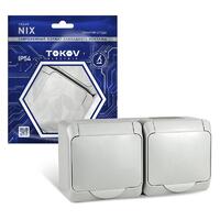 Розетка 2-м ОП Nix 16А IP54 250В с заземл. с крышкой сер. TOKOV ELECTRIC TKE-NX-R2Z-C06-IP54 - УПС инжиниринг
