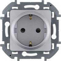 Розетка 1-м СП Inspiria 16А IP20 250В 2P+E защ. шторки немецк. стандарт механизм алюм. Leg 673732 - УПС инжиниринг