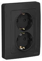 Розетка 2-м СП Blanca 16А IP20 250В с заземл. защ. шторки антрацит SE BLNRS001126 - УПС инжиниринг