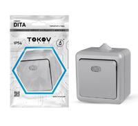 Выключатель 1-кл. ОП Dita IP54 10А 250В с индикацией сер. TOKOV ELECTRIC TKL-DT-V1I-C06-IP54 - УПС инжиниринг