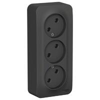 Розетка 3-м ОП Blanca 16А IP20 250В без заземл. без защ. шторок с изолир. пластиной антрацит SE BLNRA000316 - УПС инжиниринг