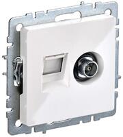 Розетка компьютерная + телевизионная 2-м Brite РТВ/РК12-БрБ RJ45 кат.5E + TV механизм бел. IEK BR-AK20-1-K01 - УПС инжиниринг