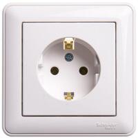 Розетка 1-м СП W59 16А IP20 с заземл. без защ. шторок бел. SE RS16-154-18 - УПС инжиниринг