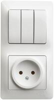 Блок комбинированный Glossa (розетка + 3-кл. выкл.) бел. SE GSL000176 - УПС инжиниринг
