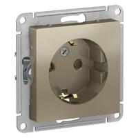 Розетка 1-м СП AtlasDesign 16А IP20 с заземл. защ. шторки механизм шампань SE ATN000545 - УПС инжиниринг
