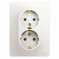 Розетка 2-м СП Glossa 16А IP20 с заземл. в сборе перламутр. SE GSL000624 - УПС инжиниринг