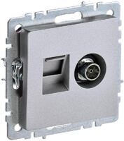 Розетка компьютерная + телевизионная 2-м Brite РТВ/РК12-БрА RJ45 кат.5E + TV механизм алюм. IEK BR-AK20-1-K47 - УПС инжиниринг