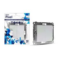 Выключатель 2-кл. СП Pixel 10А IP20 механизм перламутр. TOKOV ELECTRIC TKE-PX-V2-C04 - УПС инжиниринг
