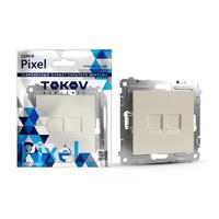 Розетка компьютерная 2-м СП Pixel RJ45 кат.5E механизм беж. TOKOV ELECTRIC TKE-PX-RC2-C02 - УПС инжиниринг