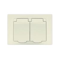 Розетка 2-м СП Афина 16А IP20 с заземл. c крышкой в сборе сл. кость (ivory) Universal A0031-I - УПС инжиниринг
