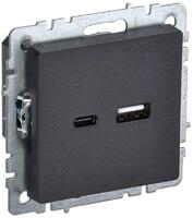 Розетка BRITE USB A+C 18Вт РЮ11-1-БрЧ механизм черн. IEK BR-U22-018-K02 - УПС инжиниринг