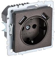 Розетка BRITE РЮш10-1-БрТБ 16А с USB A+A 2.1А с заземл. защ. шторки темн. механизм бронза IEK BR-R14-16-U21-D21-K45 - УПС инжиниринг