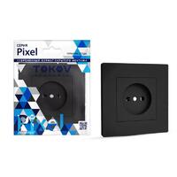 Розетка 1-м СП Pixel 16А IP20 без заземл. в сборе карбон TOKOV ELECTRIC TKE-PX-R1F-C14 - УПС инжиниринг