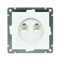 Розетка компьютерная 2-м СП Афина RJ45 кат.5E механизм бел. Universal A1086 - УПС инжиниринг