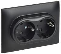 Розетка 2-м SKANDY 16А с заземл. защ. шторки в сборе SK-R07Bl черн. IEK SK-R24-16-K02-F - УПС инжиниринг