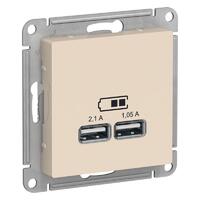 Розетка USB AtlasDesign тип A+A 5В 1х2.1А 2х1.05А механизм беж. SE ATN000233 - УПС инжиниринг