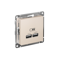 Розетка USB AtlasDesign тип A+A 5В 1х2.1А 2х1.05А механизм беж. SE ATN000233 - УПС инжиниринг