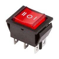 Выключатель клавишный 250В 15А (6с) ON-OFF-ON RWB-509 SC-767 красн. с подсветкой и нейтралью Rexant 36-2390 - УПС инжиниринг